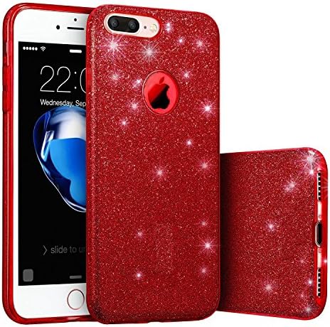 iPhone 7/8 Plus Case Shine Bling Glitter Case for Girl for Women, Truecore Crystal Rhinestone Sparkle Glitter Diamond Case Fashion Beauty Cover for iPhone 7/8 Plus (red)