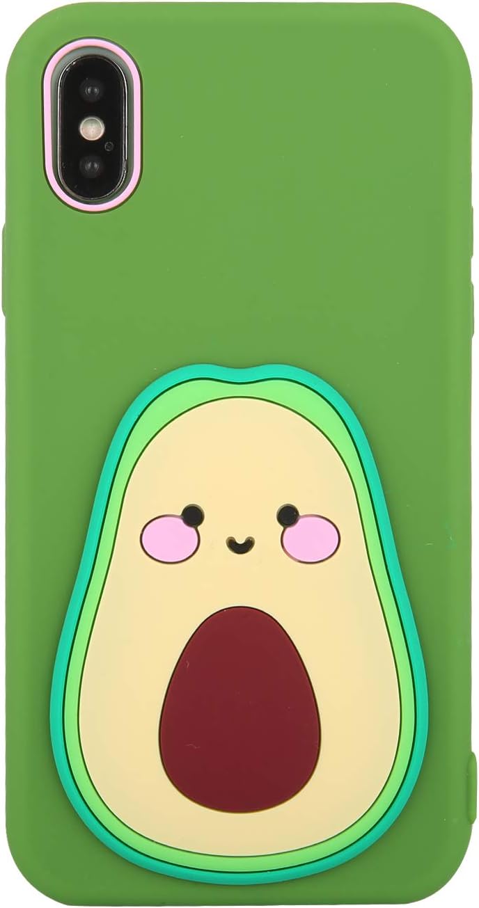 Beatuiphone Avocado Case Compatible iPhoneX iPhone Xs Liquid 3D Silicone Cute Case Shockproof Funny Full Protective Case for Teen Girls(Green Fruit1)