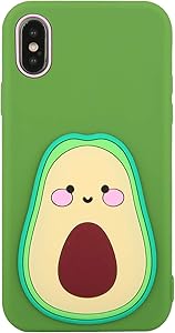Beatuiphone Avocado Case Compatible iPhoneX iPhone Xs Liquid 3D Silicone Cute Case Shockproof Funny Full Protective Case for Teen Girls(Green Fruit1)