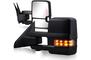 SIZIOM Towing Mirrors for 2009-2018 Dodge Ram 1500,2010-2018 Ram 2500 3500,Ram Classic 2019-2023 Side Mirror with Power Heated Turn Signal Puddle Lamp Backup Light Extendable Pair Set Tow Mirrors