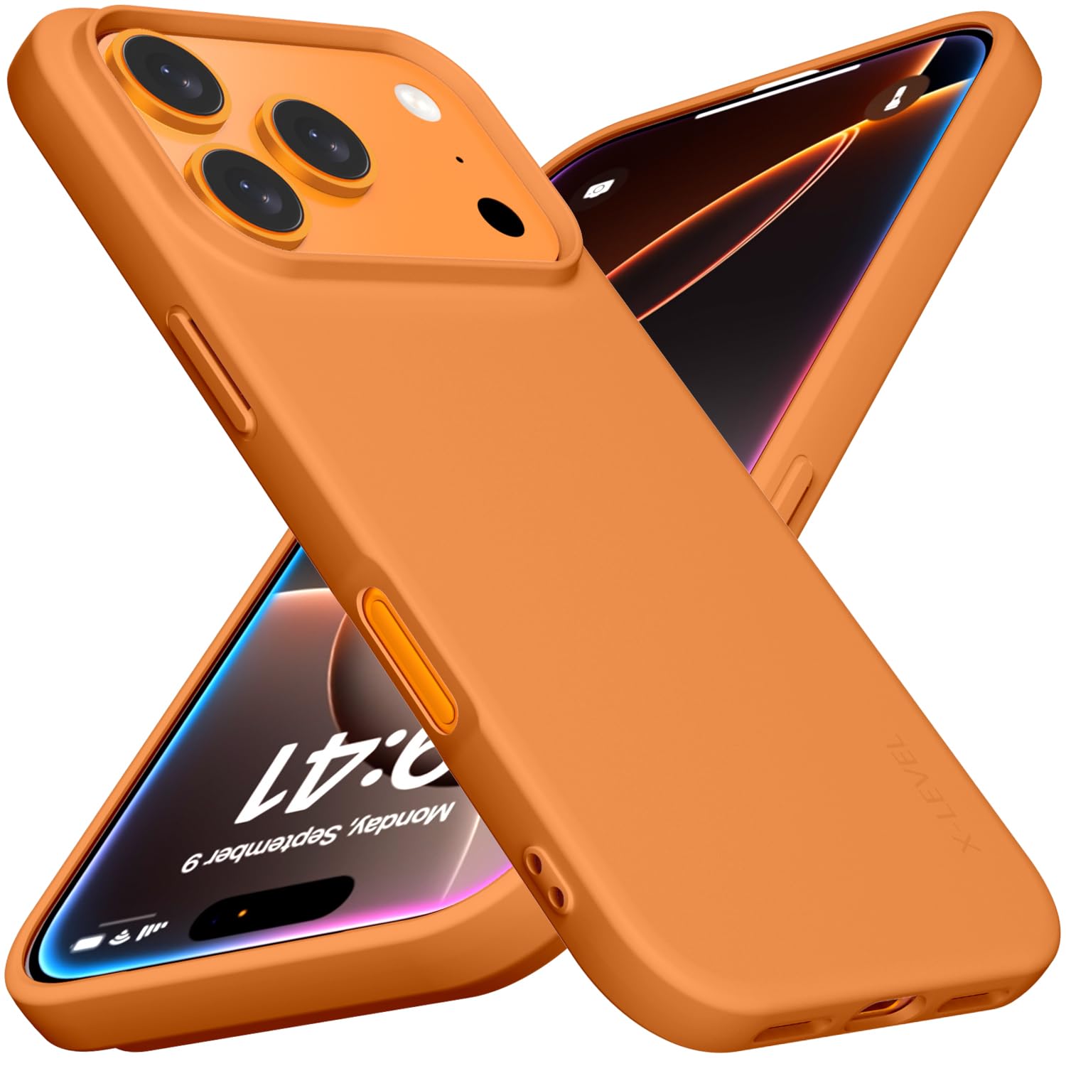 X-level for iPhone 17 Pro Max Case Ultra Slim Thin Silky Touch Soft TPU Phone Cover for Women Men, Minimalist Lightweight Cute Non-Slip Shockproof Protective Case for iPhone 17 Pro Max 6.9 inch,Orange