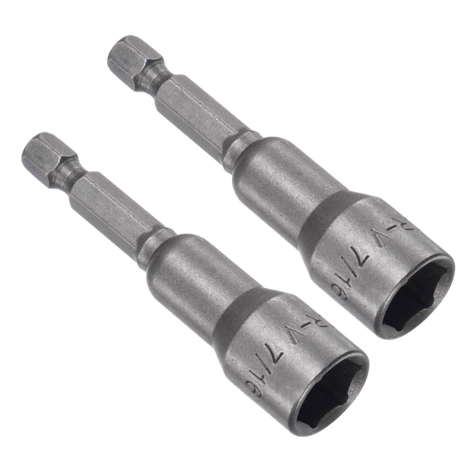 CoCud Quick-Change Nut Setter Driver Bit, 7/16-inch SAE 65mm Length 1/4" Shank, CR-V Magnetic Straight Shank Setter Drill Bits - (Applications: for Auto Repair) - 2pieces