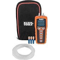 Digital Manometer, Air and Gas Pressure Tester, Differential Dual Port Pressure Gauge, Large LCD Display with Backlight Klein