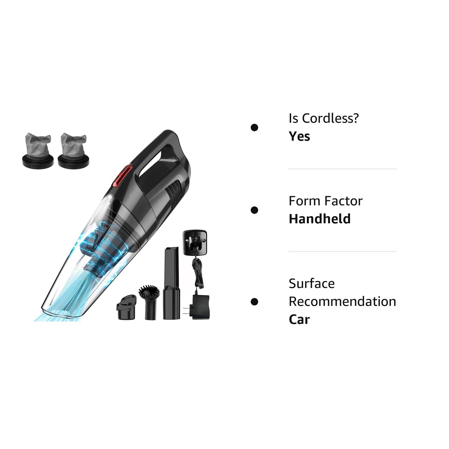 whall Handheld Vacuum Cordless, 8500PA Strong Suction Hand Held Vacuum Cleaner with LED Light, Lightweight Rechargeable, Portable Mini Hand Vacuum Wet Dry for Car, Home and Pet