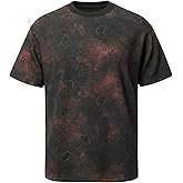ZDNPX Men's Color Clashing Trend Printed t-Shirt Cotton Crew Neck Loose Short-Sleeved t-Shirt Casual Printed Tops