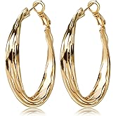 Golden Hoop Earrings For Women The Twisted Close-Fitting Hoop Shape Is Crafted With Gold-Plated Material And S925 Silver Pins Light Luxury Elegant Unique And Minimalist Style