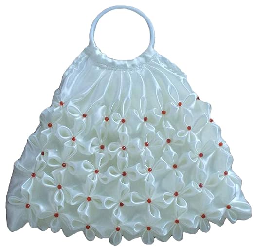 Rosy White Satin Hand Bag