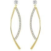 SBLING Platinum-Plated or 18K Gold Plated or 18K Rose Gold Plated Cubic Zirconia Drop Earrings