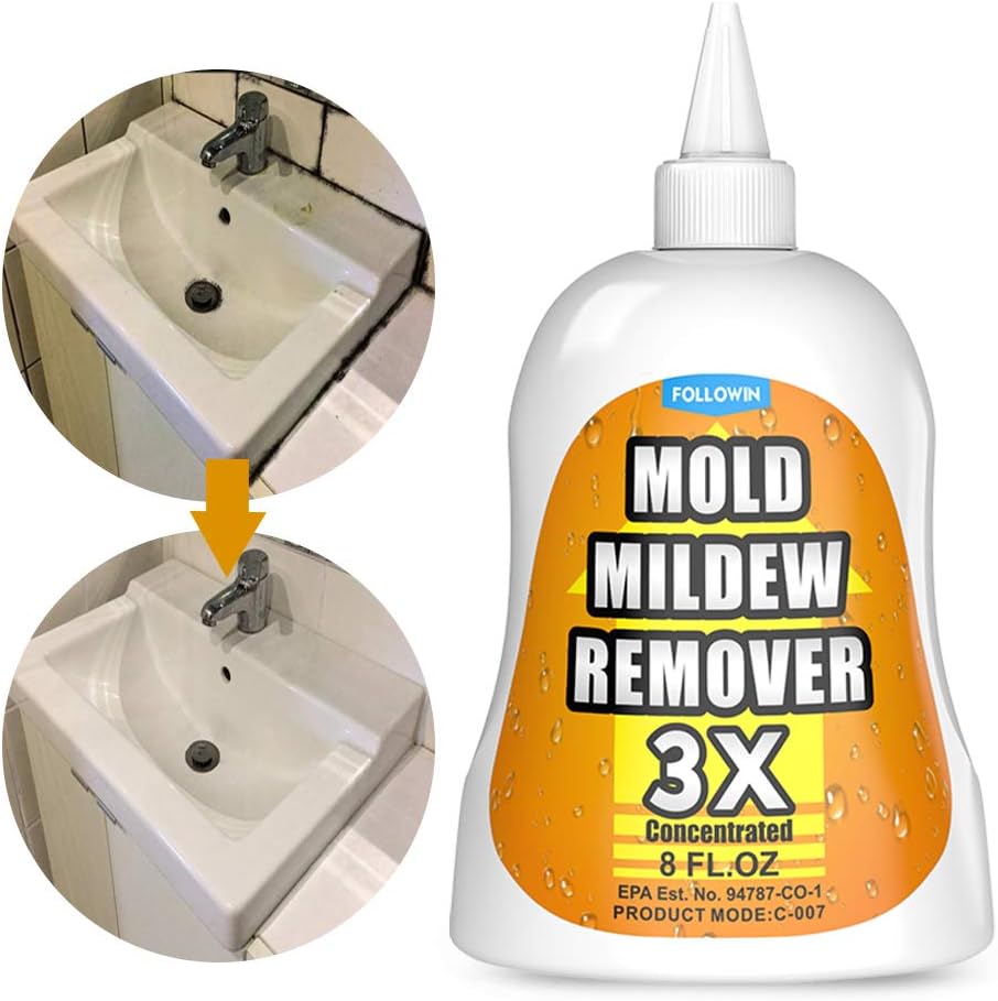 FOLLOWIN Mold Mildew Remover Gel Household Stain Cleaner for Tiles Grout Sealant Bath Sinks Showers Bathroom, 8oz
