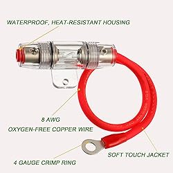 SIGANDG 60A AGU Fuse Holder with 8 Gauge AWG 1ft