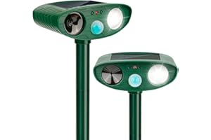 LRENQLLY 2 Pack 2025 Solar Animal Repellent Ultrasonic Cat Repellent Outdoor Deer Repellent Devices with Motion Sensor Animal Repeller to Repel Cat Deer Squirrel Rabbit Dog Skunk with LED Flash Lights