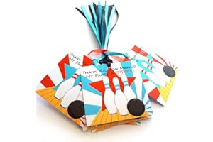 Boy Bowling Thank You Gift Tags by Adore By Nat - Girl Kids Birthday Entertainment Sports Party Favors - Set of 12