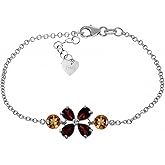 3.15 Carat 14k Solid White Gold Bracelet Garnet Citrine