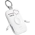 RORRY Portable Charger, 5000mAh Power Bank with Built-in Cables, Travel Keychain Battery Pack for Apple Watch Ultra 2/9/8/Ultra/7/6/SE/5, iPhone 16/15/14/13/12, Mom-White
