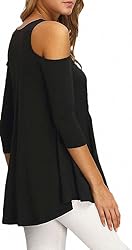 Afibi Womens Cold Shoulder 3/4 Sleeve Swing Tunic