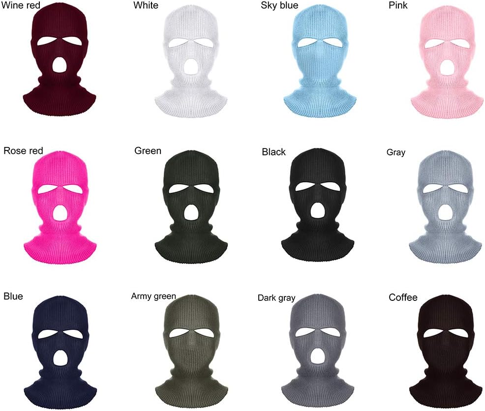 Idlespace New 3 Hole Helmet Warm Soft Motorcycle Helmet Winter Knit Hat Ski Mask Army Tactical Mask Full Face Cap(Rose red): Home & Kitchen