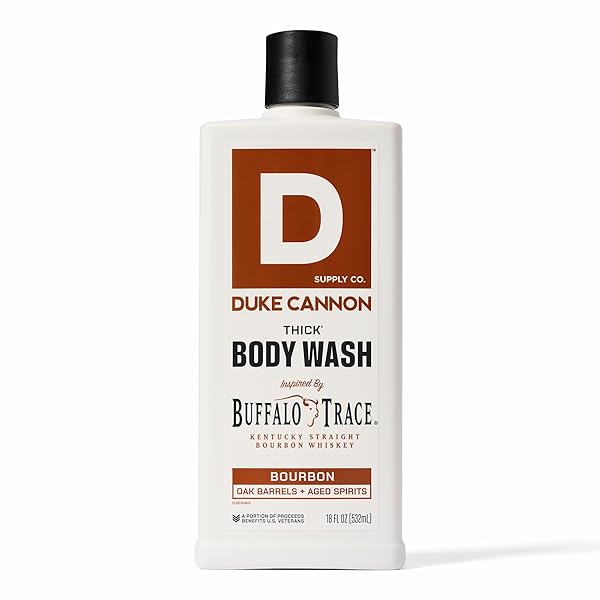 DUKE CANNON SUPPLY CO. THICK HIGH VISCOSITY BODY WASH – 3X THICKER, PLANT-BASED, MINERAL-ENRICHED BODY WASH FOR MEN – BIG AMERICAN BOURBON – MENS BODY SCRUB – BOURBON (18 OZ)