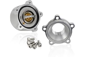 Foruly Inline Thermostat Housing Aluminum with Bypass Sensor Port - Fits 1-1/2" Hose (1.5"-16 Thread) - High Performance Upgrade for Optimal Engine Temperature Control (Silver)