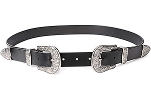 JASGOOD Women Leather Belts Ladies Vintage Western Design Black Waist Belt for Pants Dresses
