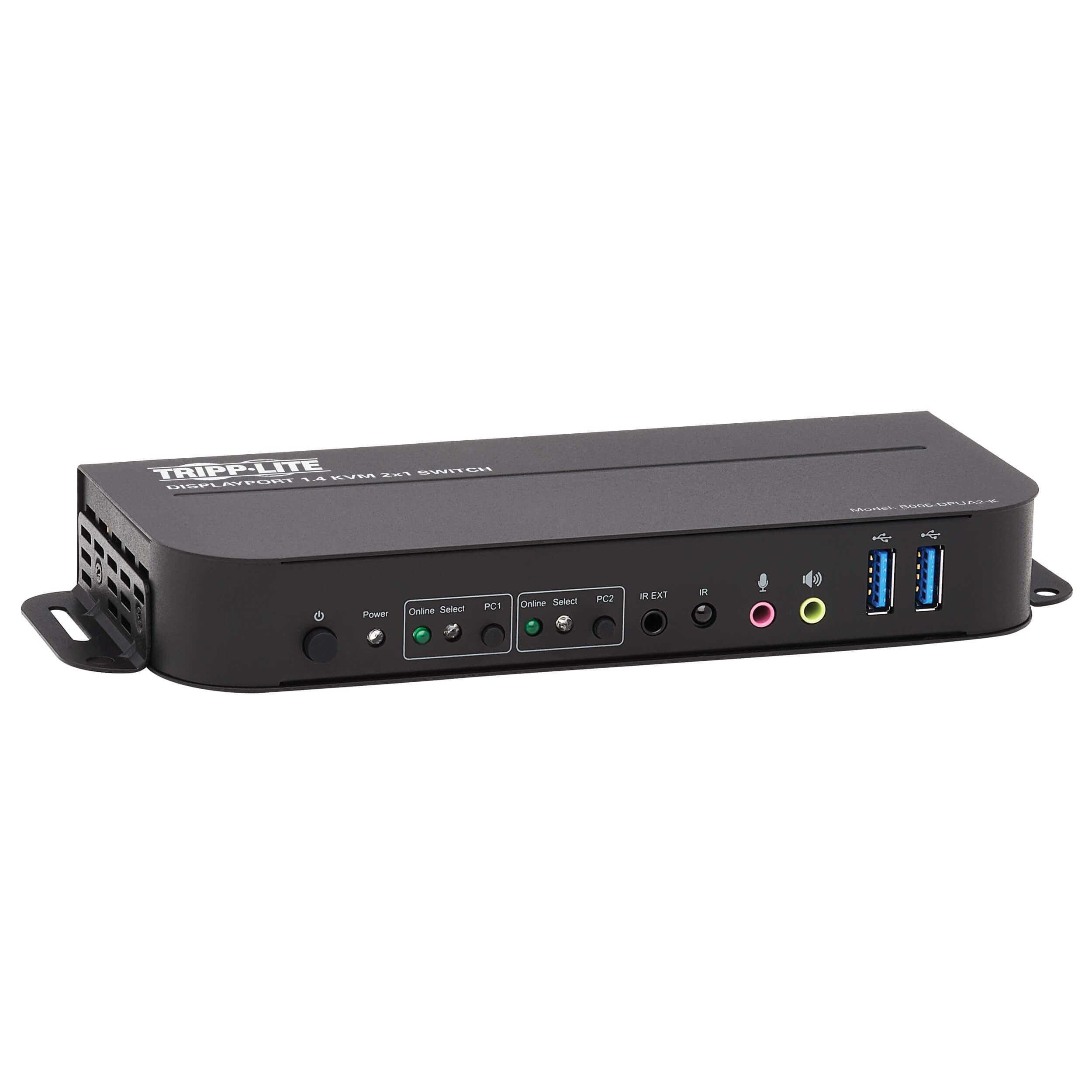 Eaton Tripp Lite 2-Port DisplayPort/USB KVM Switch - 4K 60 Hz, HDR, HDCP 2.2, IR, DP 1.4, USB Sharing, USB 3.0 Cables (B005-DPUA2-K)
