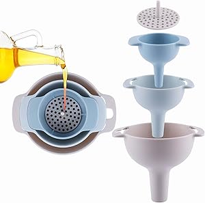1pc Small Funnels for Kitchen Use,Funnels for Bottles Funnel with Strainer for Transferring Oil,Food,Water,Liquid, Fluid,Dry Ingredients and Powder