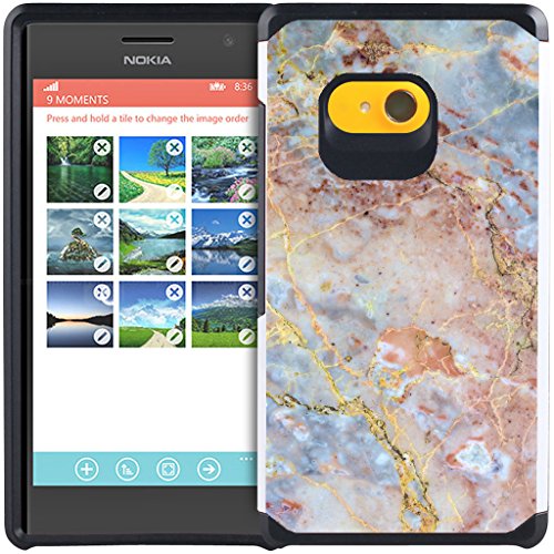 Lumia 730 Case, Lumia 735 Case - Armatus Gear (TM) Vivid Collection Slim Hybrid Case Dual Layer Protective Phone Cover for Microsoft Nokia Lumia 730 / Lumia 735 - Pink Marble