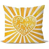Yellow Bedroom Decor Sun Sunshine You Are My Sunshine Summer Throw Pillow Covers,Sun Kids Teens Girls Room Classroom Decor Heart Cloud Lumber Decorative Pillow Case,18x18 Inch Behemian Pillowcase