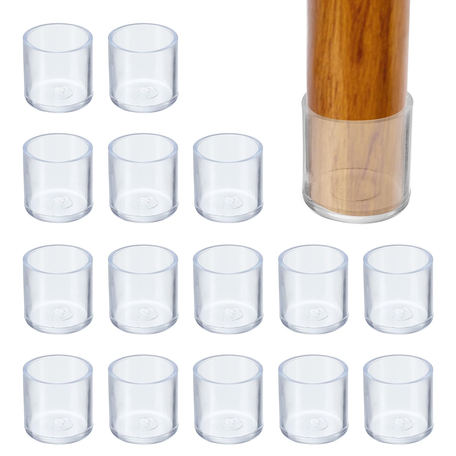 PATIKIL Round Rubber Chair Leg Caps Tips 7/8", 16 Pcs Plastic Furniture Leg Floor Protectors No Scratches No Noise for Chair Leg Protect Hardwood Floor, Transparent