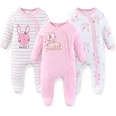 JELYLOVE Unisex Baby Boy Girl Footies Rompers Cotton Long Sleeve 3 Pack Infant Jumpsuits 0-12Months Babies' Outfits