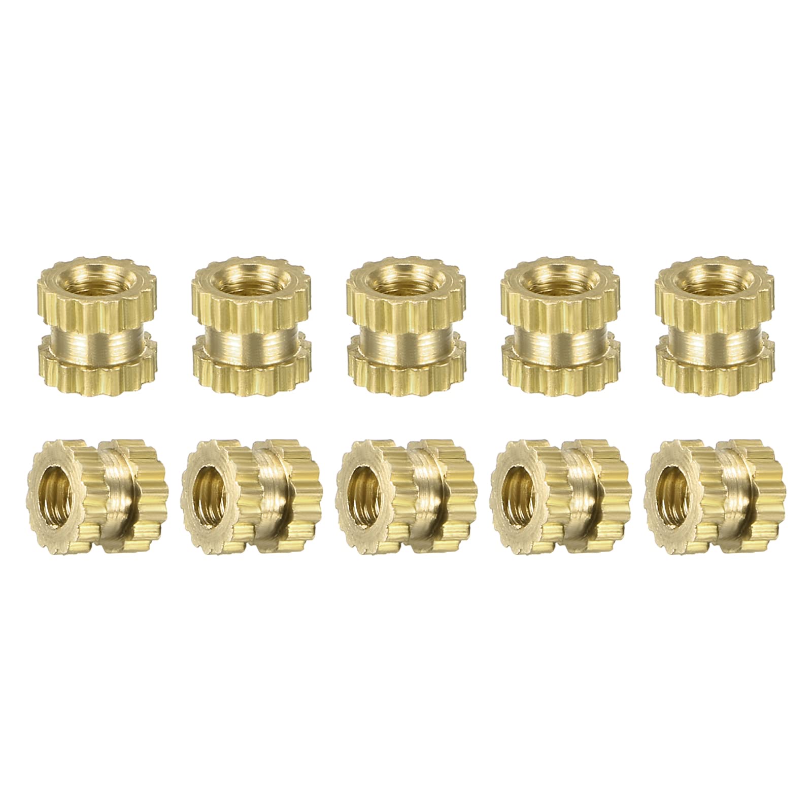 DTGN M3x3x3.2mm(IDxLxOD) Knurled Insert Nuts - 100 Pack - Good for Plastic Shells - Brass Female Thread Heat Set Inserts Embedment Nut — image 1