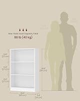 VASAGLE 3-Tier Bookcase with Adjustable Shelves White LBC105T14 60x24x93 cm view 5