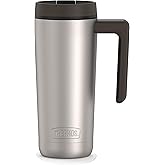 THERMOS ALTA SERIES Stainless Steel Mug 18 Ounce, Matte Steel/Espresso Black
