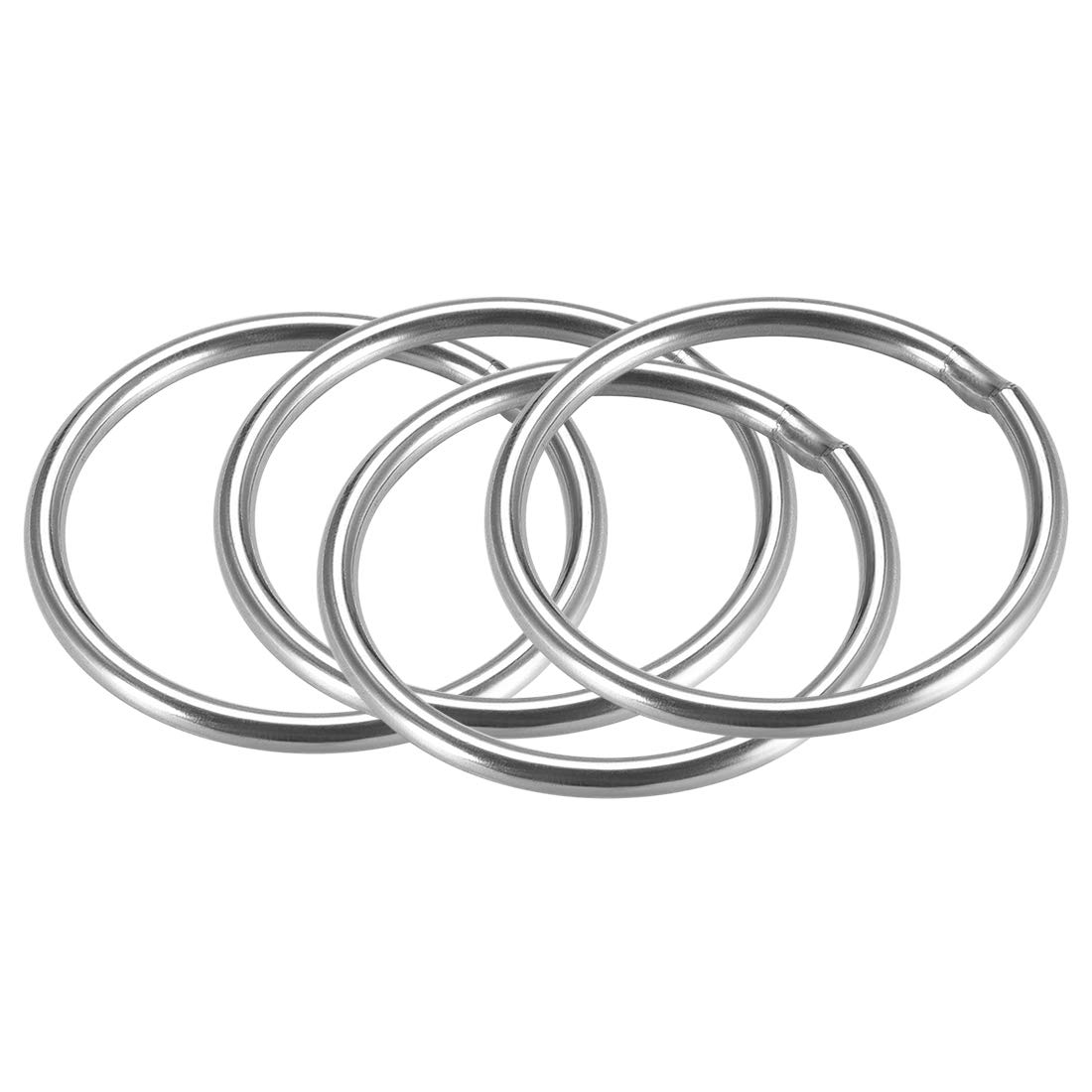 sourcing map 201 Stainless Steel O Ring 40mm(1.57") Outer Diameter 3mm Thickness Strapping Welded Round Rings 4pcs