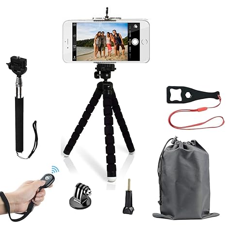 HAPY Handystativ, leicht, Mini-Stativ und Universal-Smartphone-Stativ-Adapter, kabelloser Fernauslöser, Selfie-Stativ, für iP