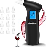 Haptique Breathalyzer with LCD Digital Display, Portable Tester for Alcohol Includes 12 Mouthpieces(Blue)
