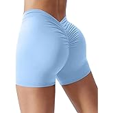 YWBIN Womens Gym Scrunch Butt Lifting Workout Shorts High Waisted V Back Yoga Booty Biker Shorts