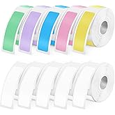 Gersoniel 1600 Pcs Label Tapes Compatible with D30 Label Printer Laminated Labeling Stickers Thermal Labels for Home Office, Colorful 12 x 40 mm