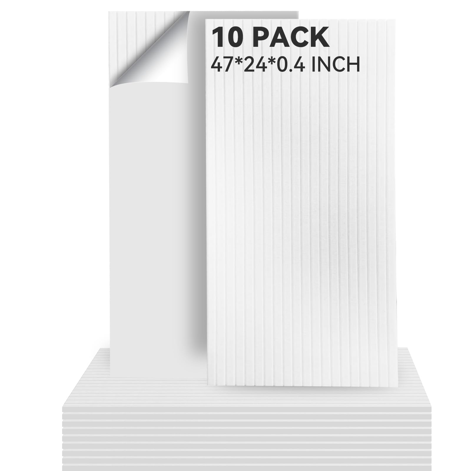 Photo 1 of 10 Packs Acoustic Panels,Large 47" X 24" X 0.38" Soundproof Wall Panels,Self-adhesive Sound Absorbing Dampening Panel,Sound Proof Panels for Walls Home Studio and Office(White)