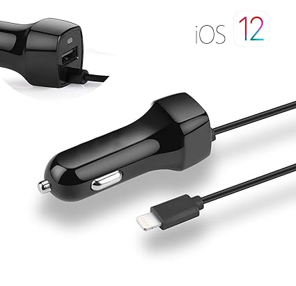 Phone Star Kfz Auto Ladekabel und USB Port [Car Charger] Autoladegerät kompatibel mit iPhone XS, XS Max, XR, X, 8, 8 Plus, 7,