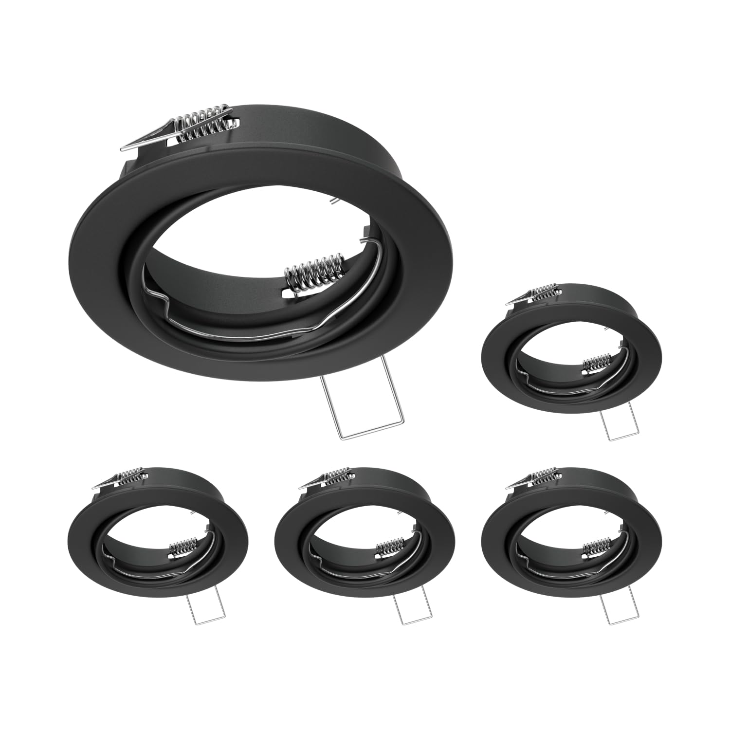 ledscom.de 5 pcs. recessed Ceiling Frame Fere, Round, swivelling, Black matt — image 1