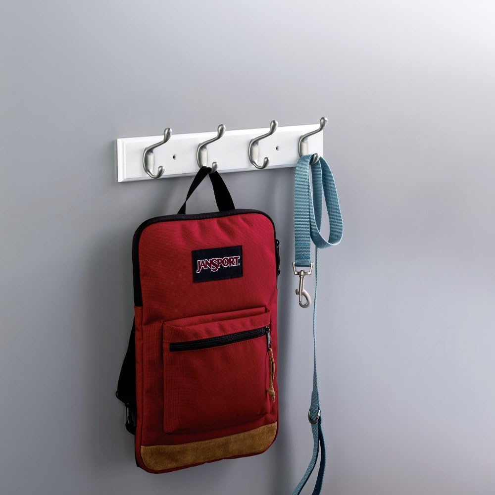 Franklin Brass FBHDCH4-WSE-R, 16" Hook Rail/Rack, with 4 Heavy Duty Coat and Hat Hooks, in White & Satin Nickel: Home Improvement