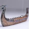 Comeon Traditional Chinese Dragon Boat Incense Burner - Hand Carved Resin, Orange, 25cm Long, Home Decor & Aromatherapy