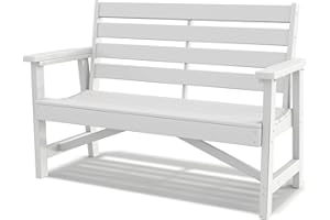 GREENVINES Outdoor Bench | HDPE | Garden Benches | All Weather | for Outdoors Patio Park Porch Outside Backyard | 2-Person | White