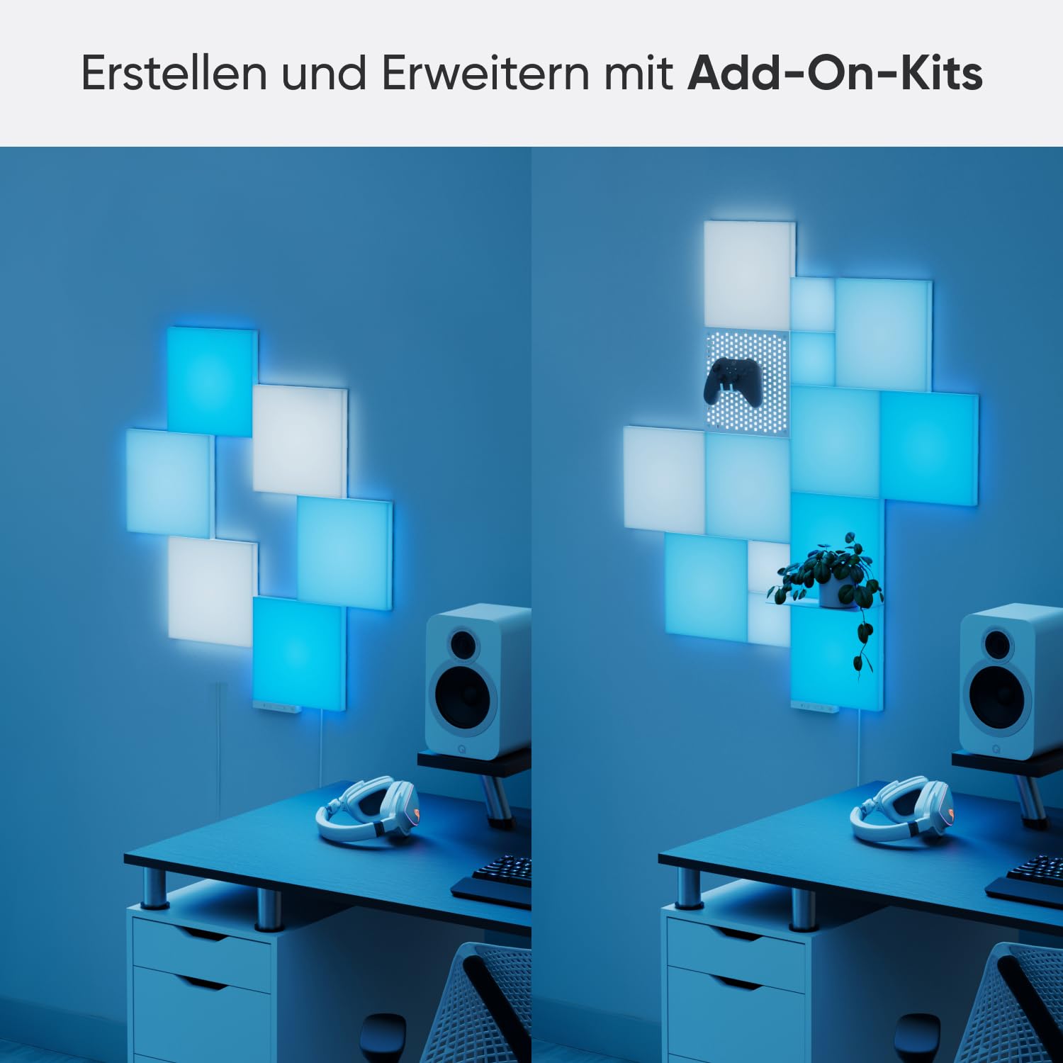 Nanoleaf Blocks Starter Kit | 10 Quadrate RGBW Wandlampen diffus Beleuchtung, Musik & Bildschirm Sync, WLAN App- & Sprachsteuerung (kompatibel mit Alexa, Apple & Google Home), Deko & Gaming 7
