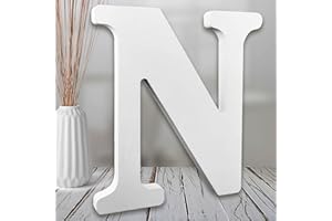 AOCEAN 8 Inch White Wood Letters, Unfinished Wooden Letters for Wall MAGA Decorative Standing Letters Slices Sign Board Decoration for Craft Home Party Projects (N)
