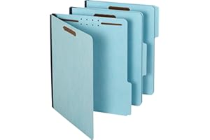 Globe-Weis Pressboard File Folder with 2 Fasteners, 1 Inch Expansion, 1/3 Tabs, Letter Size, 25-Pack, Blue, (615F21-3BLU)