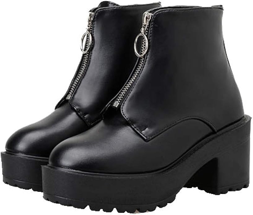 Generic1 Women Chelsea Boots Zipper Block Heel Boots Women Platform