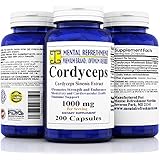 Pure Cordyceps Extract: Maximum Strength 1000 mg 200 Capsules - Cordyceps Sinensis - Healthy Immune Support, Libido, Energy &amp; Immunity Booster, Supports Cardiovascular Health