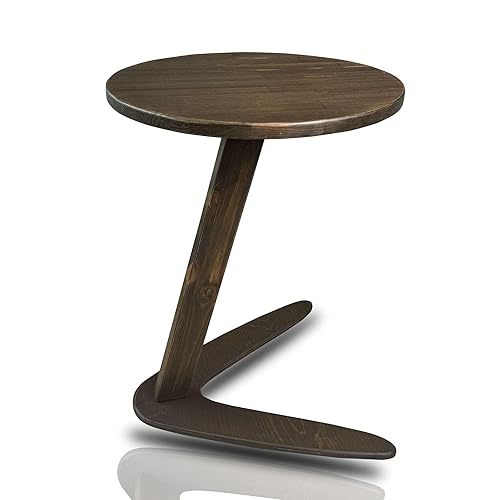 GENESIS WOODESIGN C-Shaped Handmade Solid Wood End Table, Side