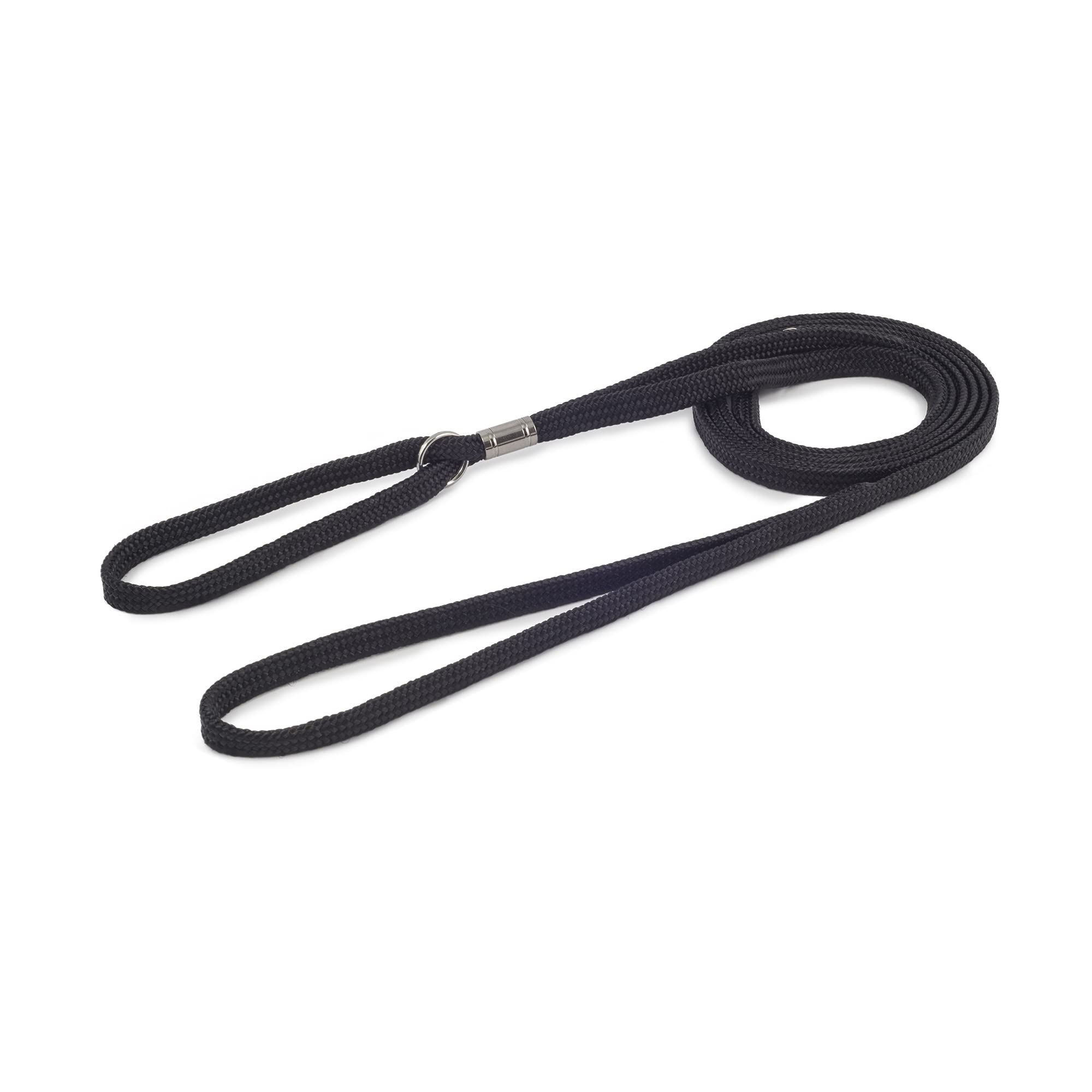 Ancol Dog Show Lead in Black Nylon - Comfortable Polyester Pet Training Accessory - Adjustable Puppy Leash - 1.38m x 9mm